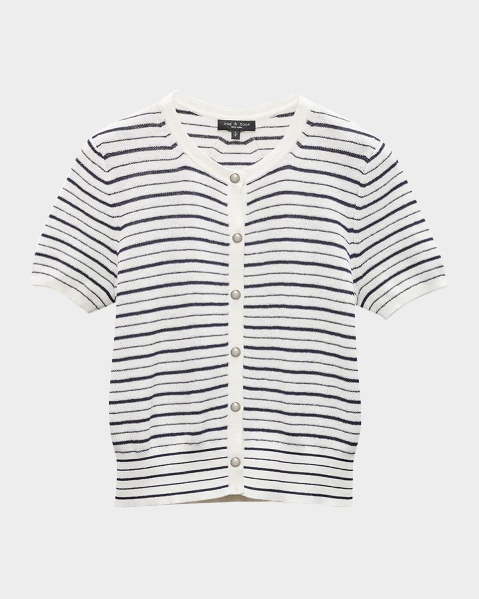Dina Stripe Short-Sleeve Cardigan